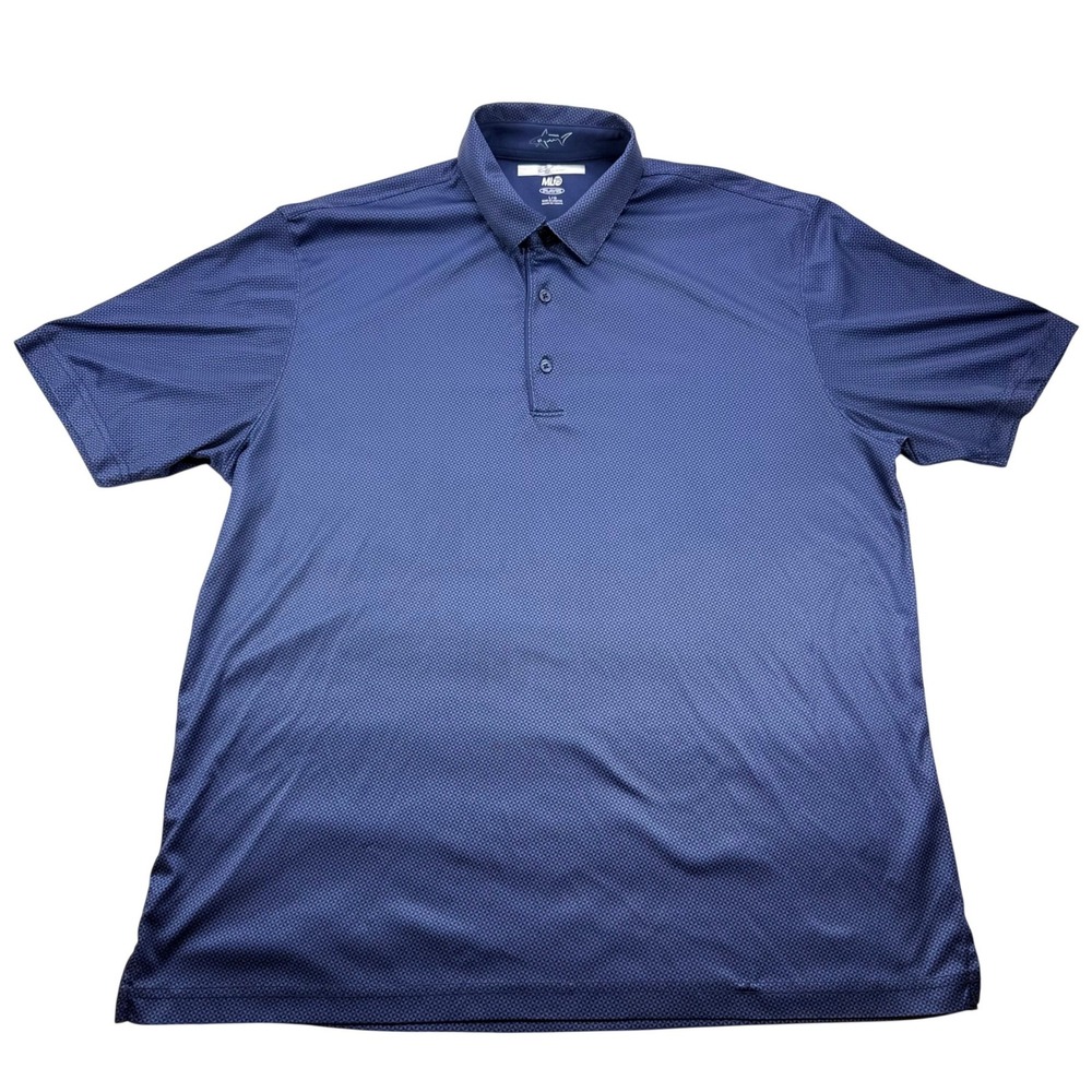 Greg Norman ML75 Golf Polo Shirt Mens‎ Large Blue Geometric Short Sleeve